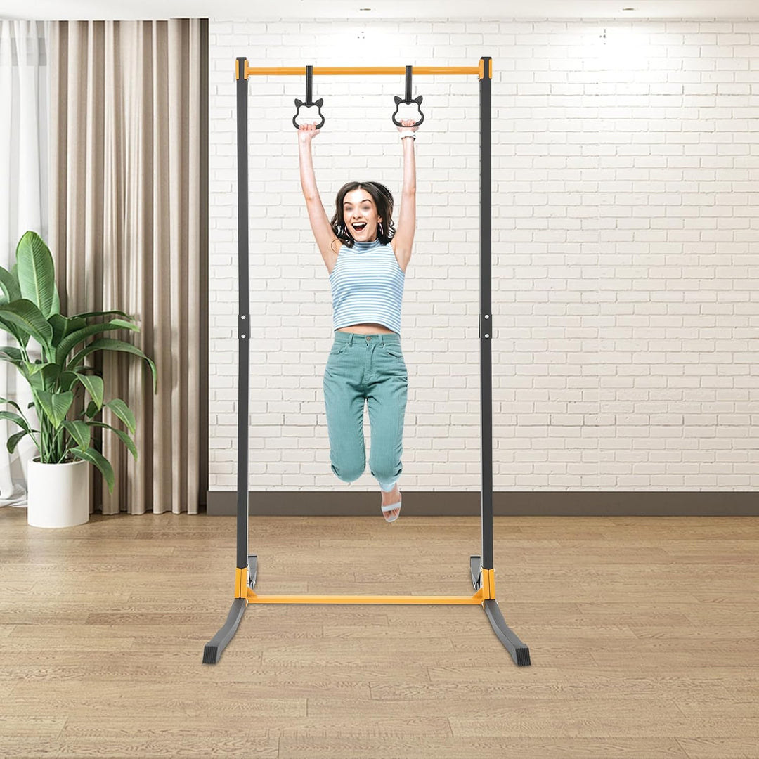 Klimmzugstange Freistehend Reckstange Turnreck mit Ringe Indoor Outdoor, 11 Gängen Einstellung Gymna