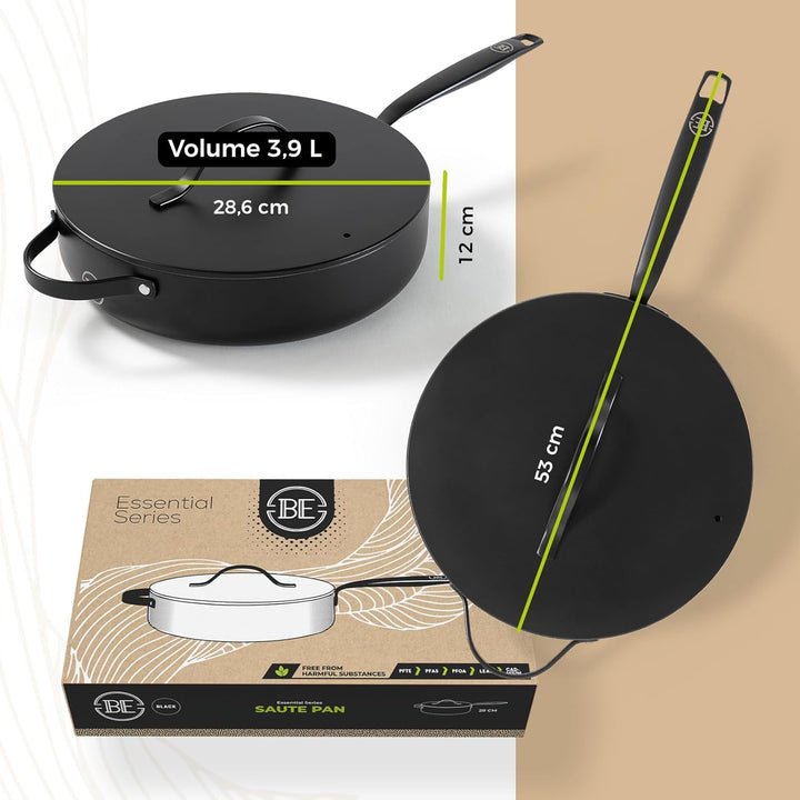 Be Living Essential Kasserolle mit Deckel – Ø 28 cm – Keramische Antihaftbeschichtung – Induktionsge