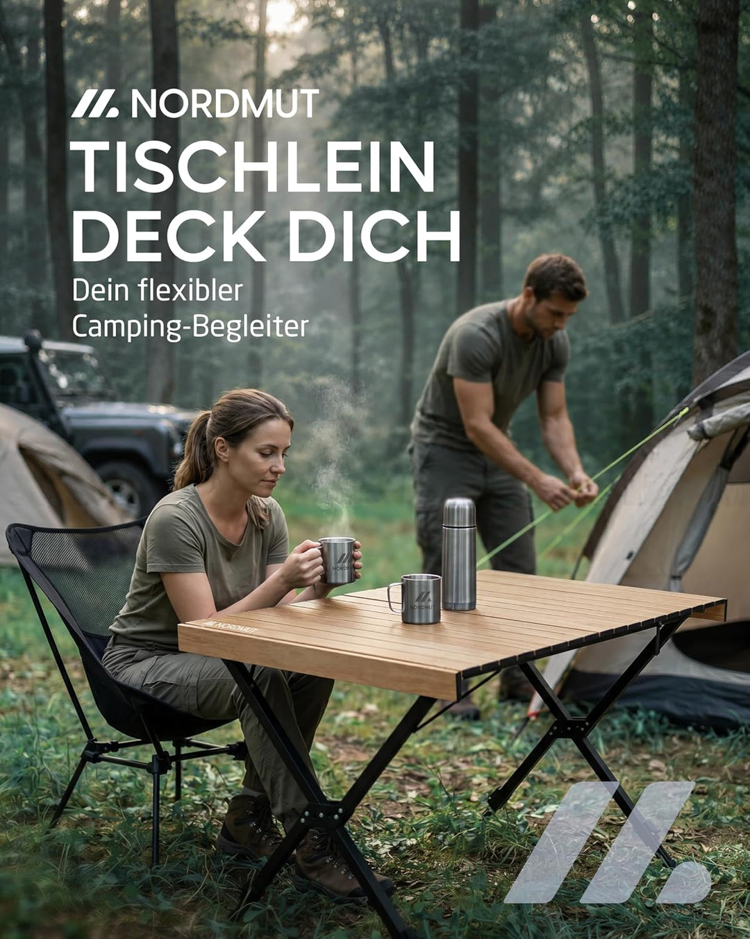 NORDMUT® Campingtisch klappbar – Hochwertiger Klapptisch Camping aus Aluminium – Rostfreier Campingt