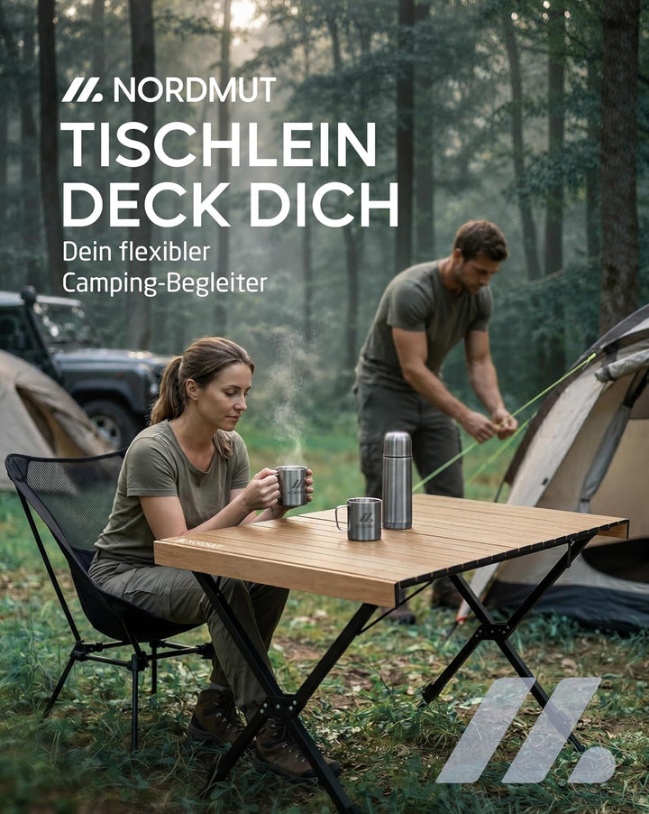NORDMUT® Campingtisch klappbar – Hochwertiger Klapptisch Camping aus Aluminium – Rostfreier Campingt