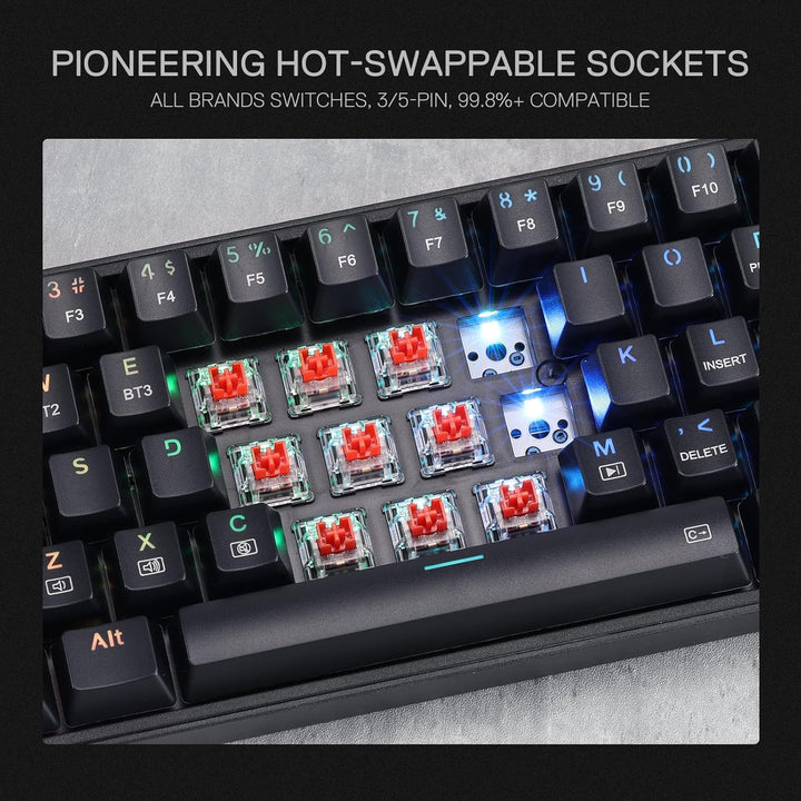 Redragon BS136 Gaming-Tastatur- und -Maus-Kombination, 75% K628 Tri-Mode-kabellose mechanische RGB-T