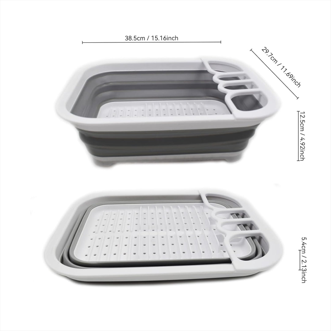 SAMMART 7.5L Collapsible Dish Drainer - Foldable Drying Rack Set - Portable Dinnerware Organizer - S