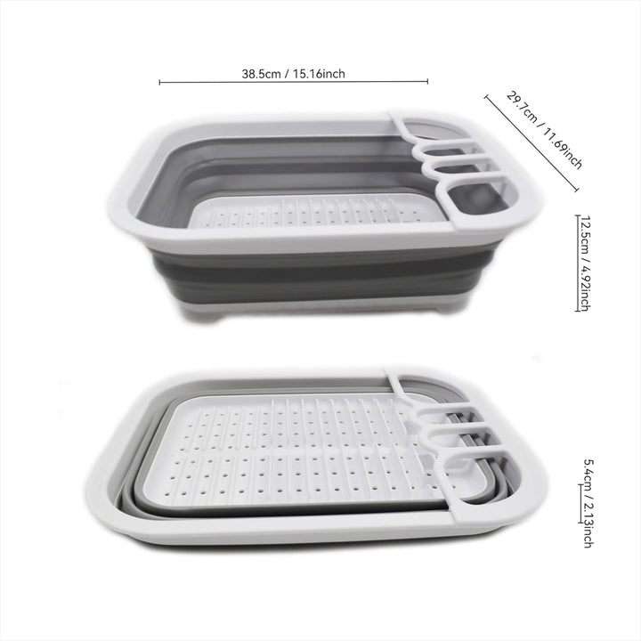 SAMMART 7.5L Collapsible Dish Drainer - Foldable Drying Rack Set - Portable Dinnerware Organizer - S