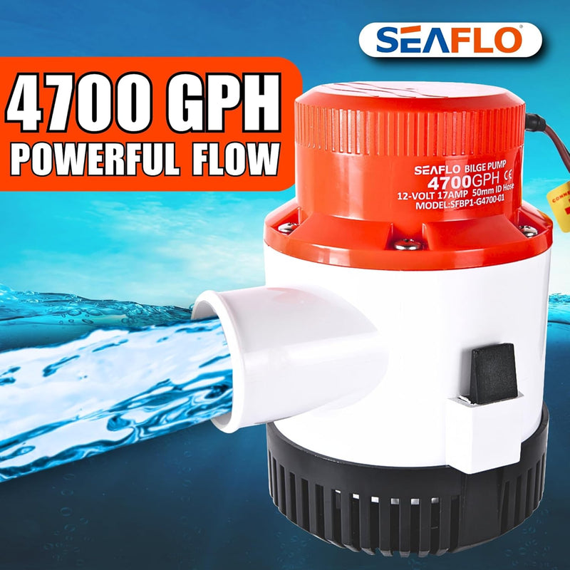 SEAFLO 01-Serie 4700GPH Bilgepumpe – 12 V Marine Tauchpumpe mit Anti-Irlock-Schutz, 4 Jahre Garantie