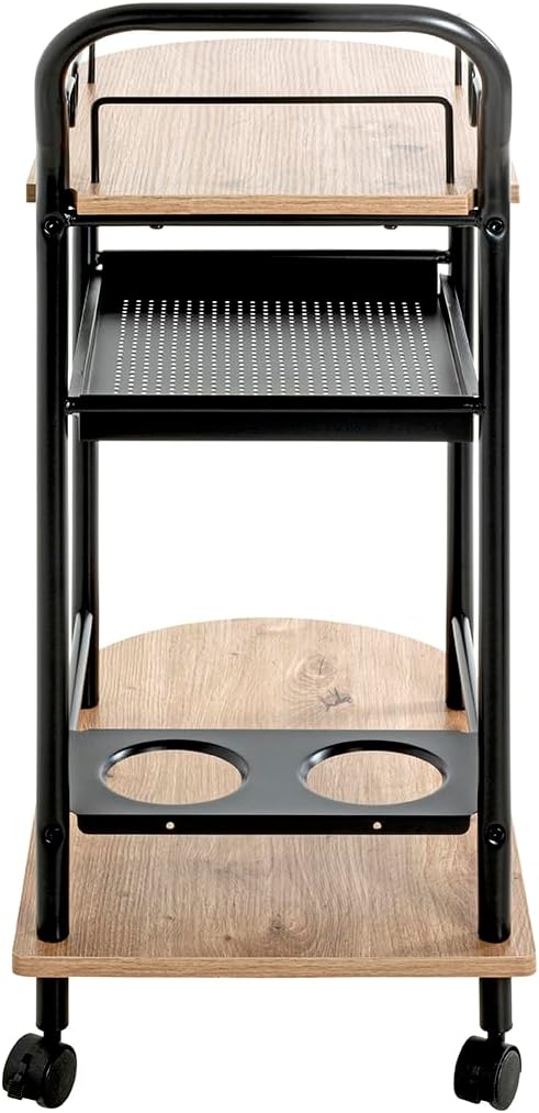 HAKU Küchenwagen Eiche hell, schwarz, MDF, Metall - Masse: B 65 x H 83 x T 35 cm, Style: Modern