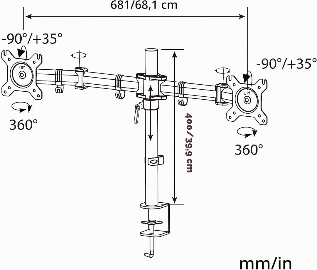 HFTEK - Monitor TV Tisch-Halterung Halter für Bildschirme von 13 bis 27 Zoll – VESA 75/100 (HF29DB),