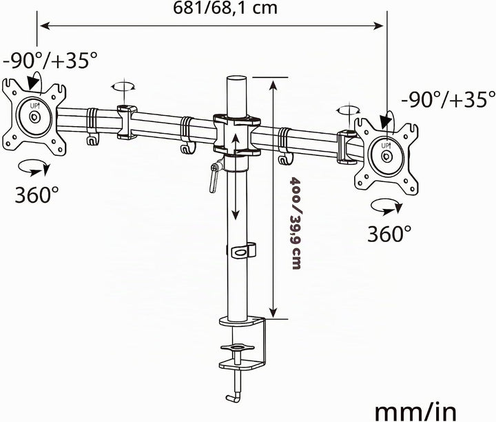 HFTEK - Monitor TV Tisch-Halterung Halter für Bildschirme von 13 bis 27 Zoll – VESA 75/100 (HF29DB),