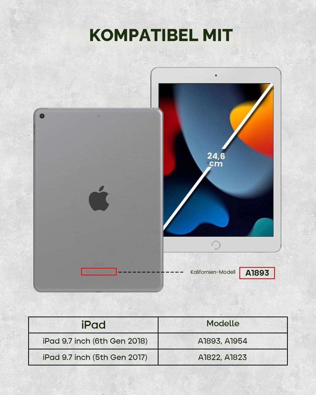 Porter Riley - Lederhülle für iPad 9.7 Zoll (6. 5. Generation) 2018/2017. Premium Echtleder Standhül