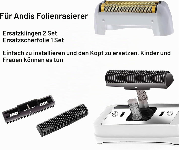 2er Pack Pro Shaver Ersatzfolie und Schneidemesser kompatibel mit andis 17150 (TS-1) Rasierer ProFoi