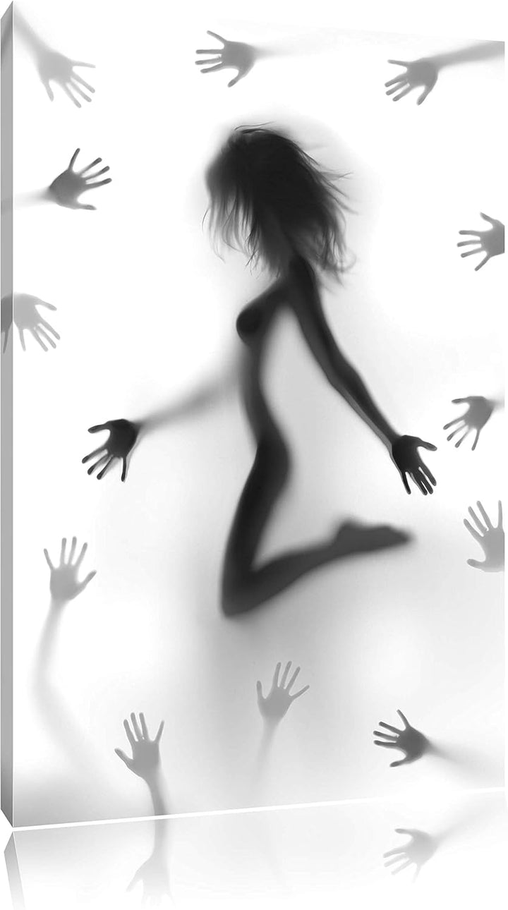 Pixxprint Schatten Einer Frau als Leinwandbild/Grösse: 100x70 cm/Wandbild/Kunstdruck/fertig bespannt