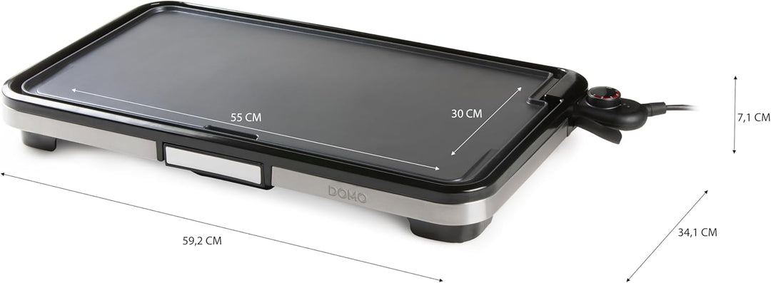DOMO DO9263G Electric Grill Plate XXL - Plancha-Grill 55 cm - Herausnehmbares Auffangschälchen - 220