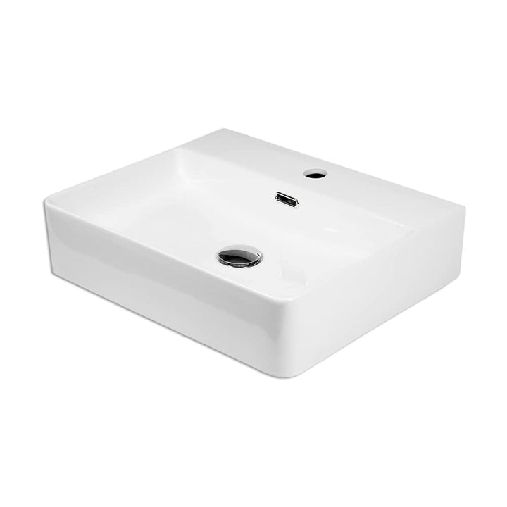 Waschbecken Keramik Wandinstallation Hängewaschbecken rechteckig 50x42 cm weiss Komplettset