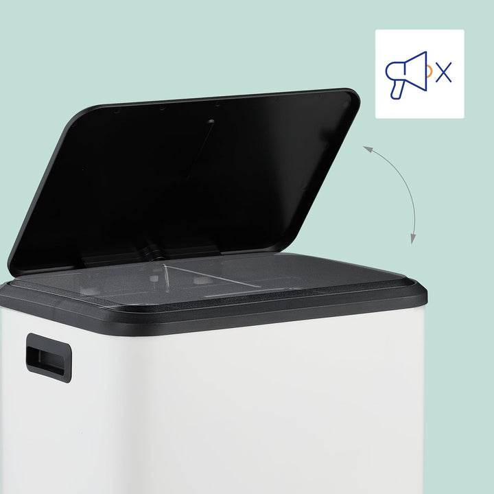 Relaxdays Mülleimer 2 x 15 Liter, Küchenmülleimer mit entnehmbare Inneneimer, Absenkautomatik und Tr
