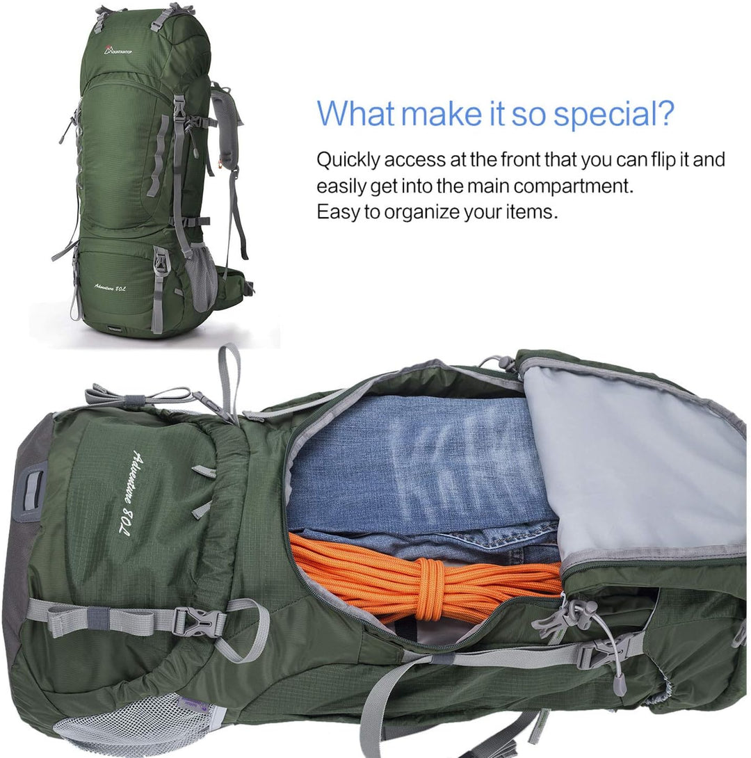 MOUNTAINTOP Trekkingrucksack 80L Wanderrucksack Herren Damen Reiserucksack Grosser Rucksack mit Rege