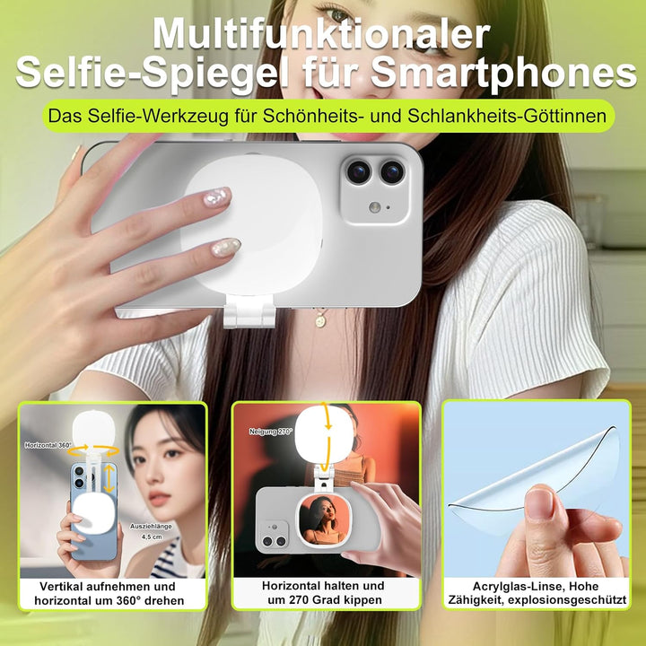 Magnetisches Selfie Licht für Phone: Ringlicht für iPhone Magsafe; CRI97 360° LED Fülllicht mit Spie