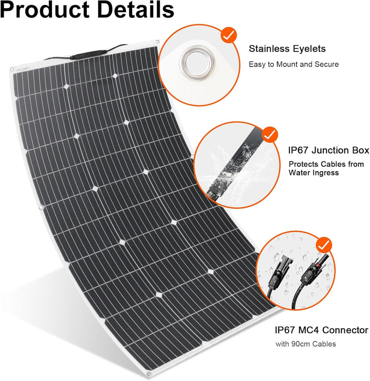 Flexibles Solarpanel Kit 100 Watt Mit Laderegler für 12V Batterien 1pcs X 100W Solarpanel Kit, 1pcs