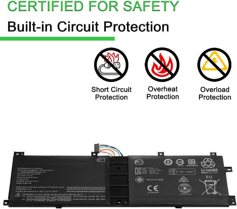 XITAIAN 7.68V 38Wh 4955mAh BSNO4170A5-AT Ersatz Laptop Akku für Lenovo Ideapad Miix 510 510-12IKB 52