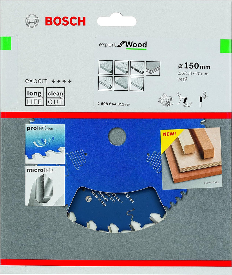 Bosch Accessories Professional 1x Kreissägeblatt Expert for Wood (Holz, Sägeblatt Ø 150 x 20 x 2,6 m