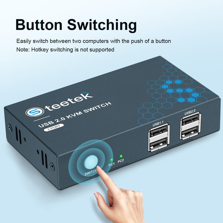 KVM Switch 2 PC 1 Monitore HDMI 1.4 USB2.0 Switch 4K@30Hz Ultra HD für 2 Computern zur gemeinsamen N