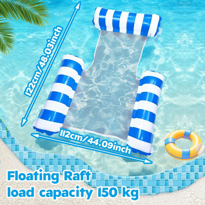 Luftmatratze Pool mit Netz,Luftmatratze Wasser Mehrzweck 4 in 1,Wasserhängematte für Erwachsene und