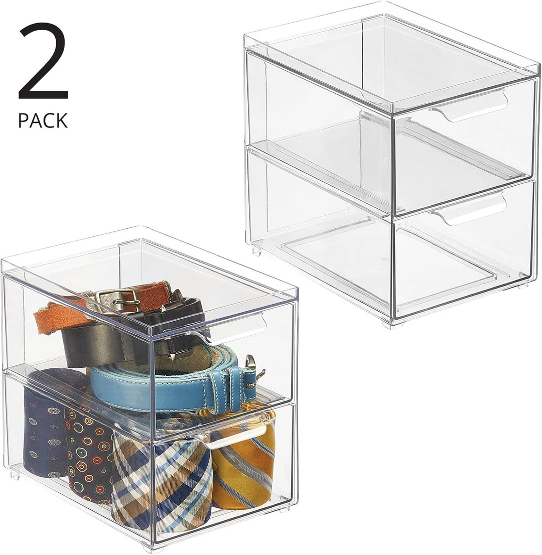 mDesign Aufbewahrungsbox mit Schublade – stabile Schubladenbox aus Kunststoff zur Schuhaufbewahrung