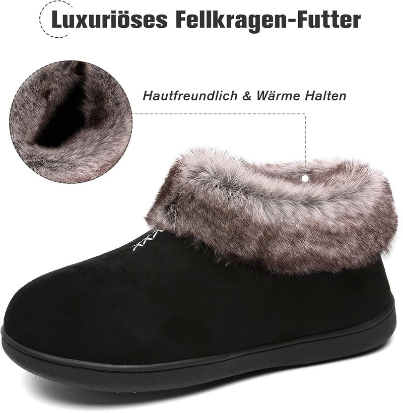 Mishansha Damen Winter Rutschfest Warme Hausschuhe Memory Foam Plüsch Pantoffeln, Gr.36-43 43 EU Nac