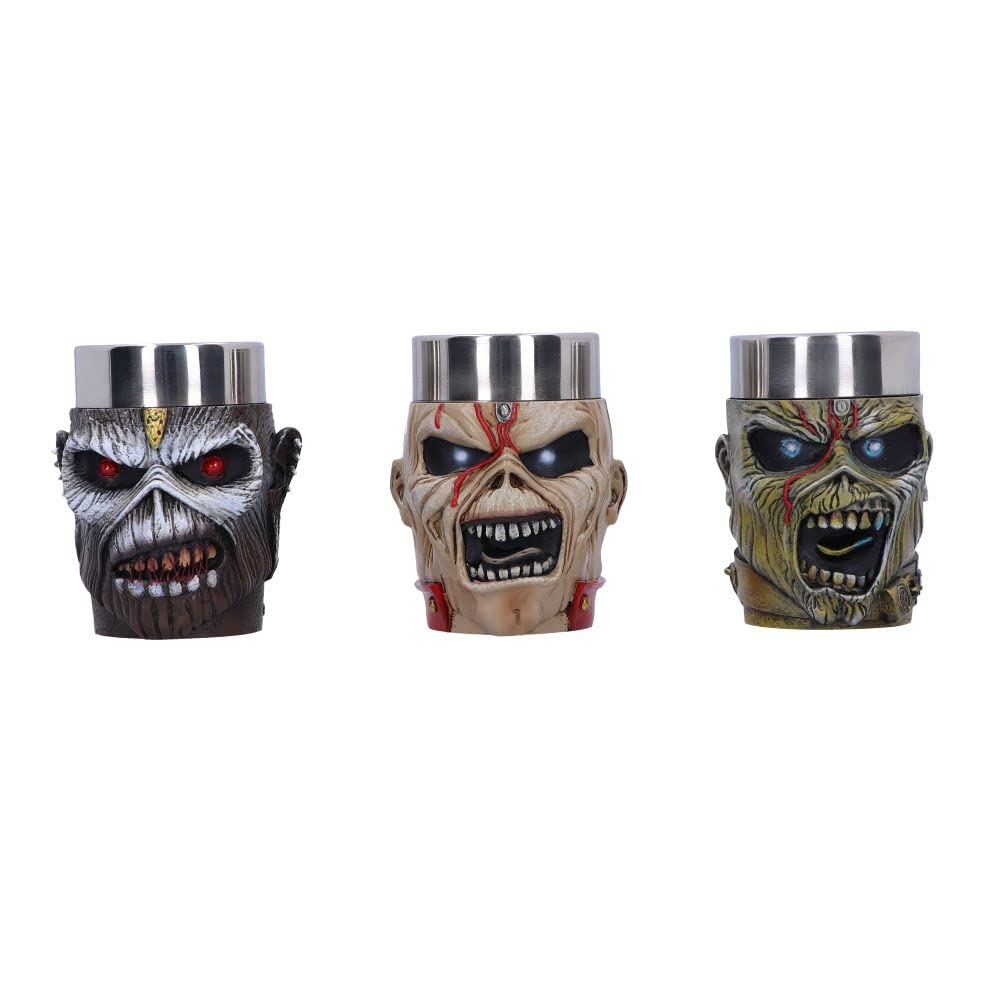 Nemesis Now Iron Maiden Eddie Schnapsglas-Set, 9 cm, Kunstharz mit Edelstahl, mehrfarbig, offizielle
