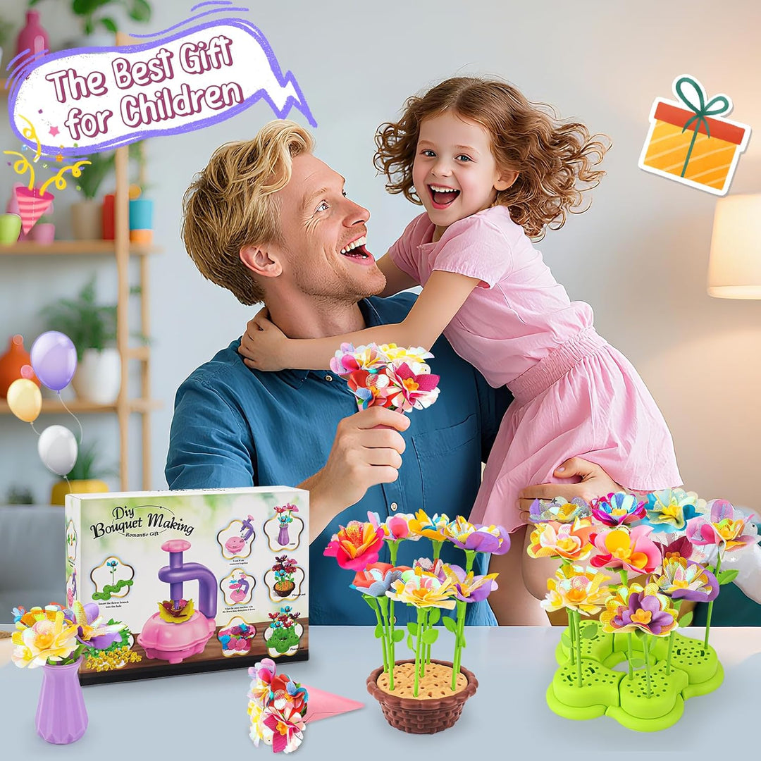 CENOVE Bastelset Kinder ab 4 5 6 7 8 9 10 Jahre, Blumen Basteln Spielzeug mit Blumenmaschine, DIY Mä