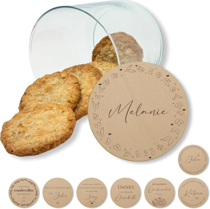 Vorratsgläser mit Deckel personalisiert mit Gravur, kleine Geschenke, Keksdose personalisiert, Danke