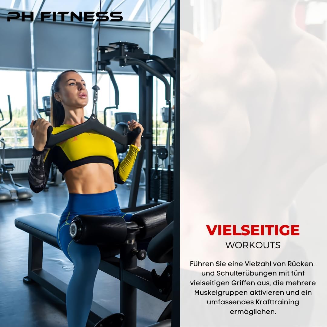 Multi Grip Set [5 Griffe] - Vielseitige Griffe für Latzug- und Rudergeräte - Verstellbare Fitnesssta