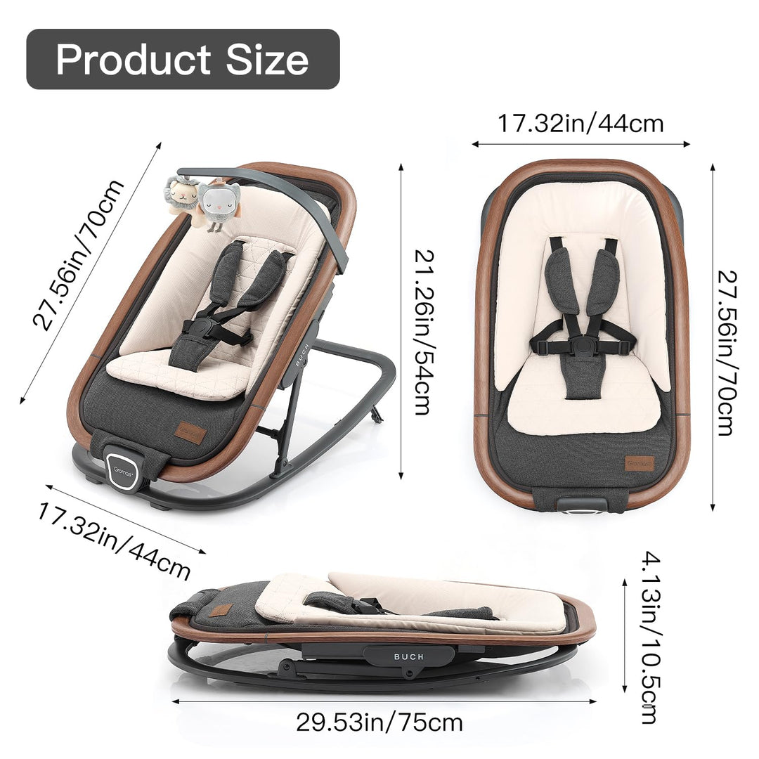 Gromast 2-in-1-Babywippe für Säuglinge, tragbare Babywippe mit 3 Liegepositionen und Reisetasche – D