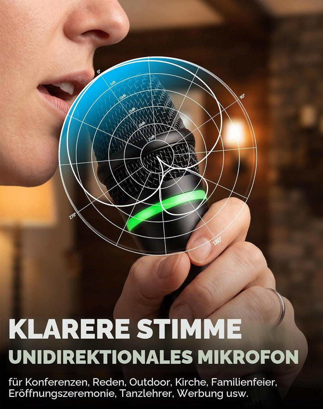 Bietrun Kabelloses Mikrofon, wiederaufladbar, UHF-Metall, doppeltes schnurloses, dynamisches unidire