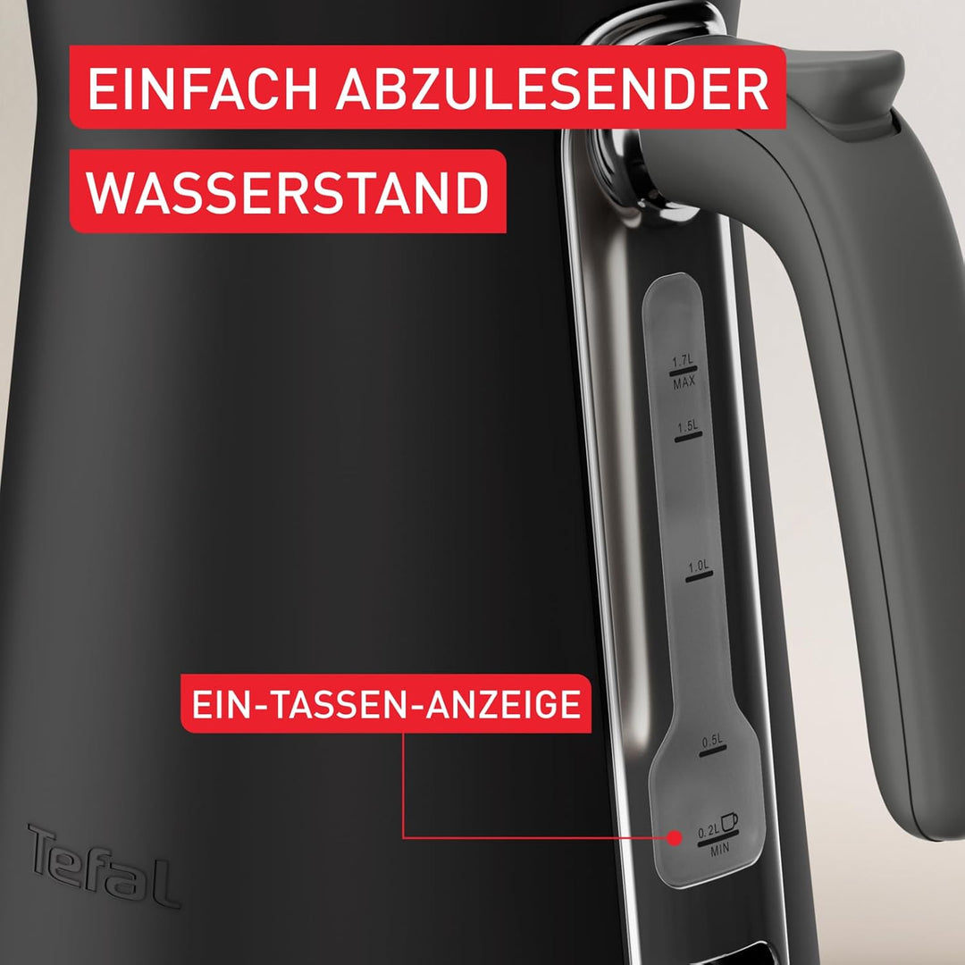 Tefal Collection Edelstahlwasserkocher im Retrostil, 1,7 l Fassungsvermögen, 2400 W, Einhändiges Öff