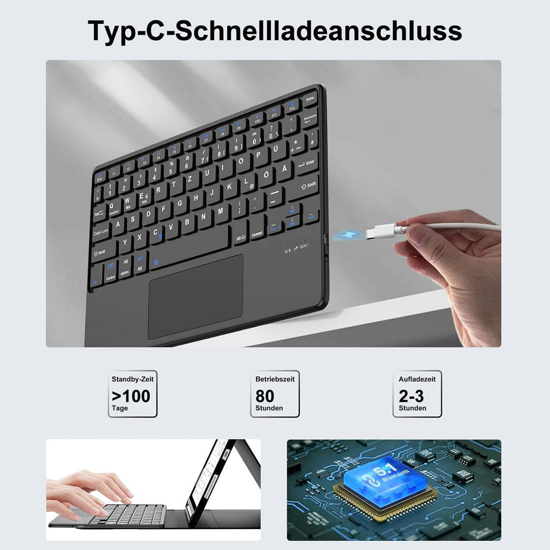 IVEOPPE Hülle mit Tastatur für iPad A16 11 Generation 2025/10 Generation 2022 Con Touchpad, Bluetoot