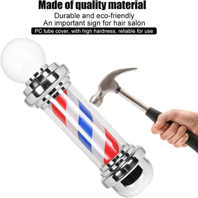 Barber Shop Pole (26,8 '') Rot Weiss Blau Rotierendes LED Licht Friseursalonschild Galvanisieren von