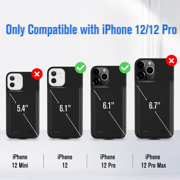 HUOBAO Akkuhülle für iPhone 12/12Pro, [5000mAh] Zusatzakku Ladehülle Akku hülle Handyhülle, Akku Bat