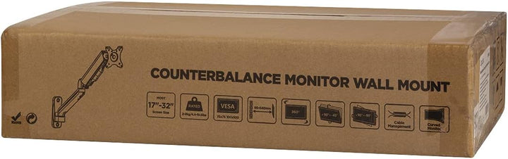 LogiLink BP0145 - Monitorwandhalterung, 17–32", Gasdruckfeder, 90–540 mm, Schwarz