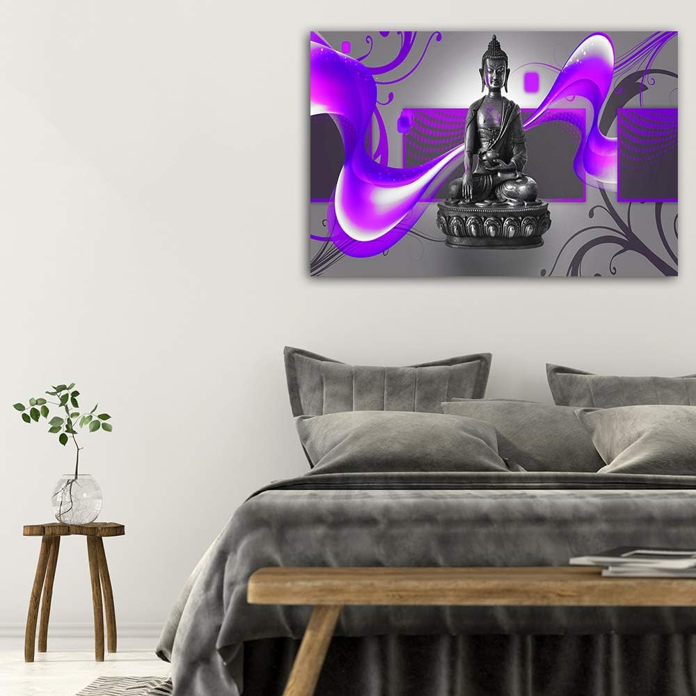 Wanddeko XXL Buddha Leinwandbild 5 Teilig Abstraktion Figur Statue rosa 100x70 cm Leinwandbild 100x7