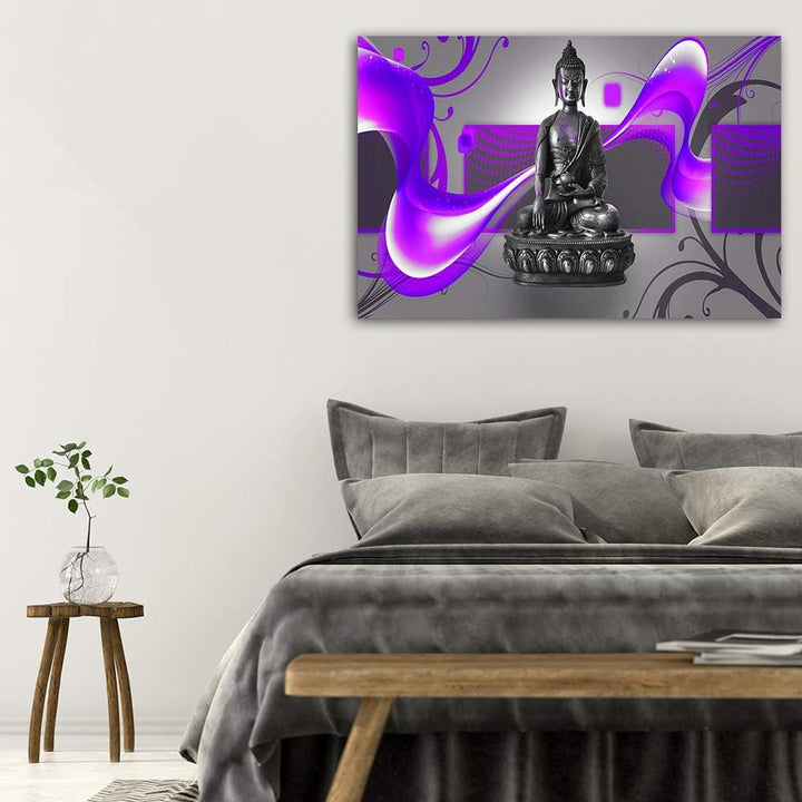 Wanddeko XXL Buddha Leinwandbild 5 Teilig Abstraktion Figur Statue rosa 100x70 cm Leinwandbild 100x7