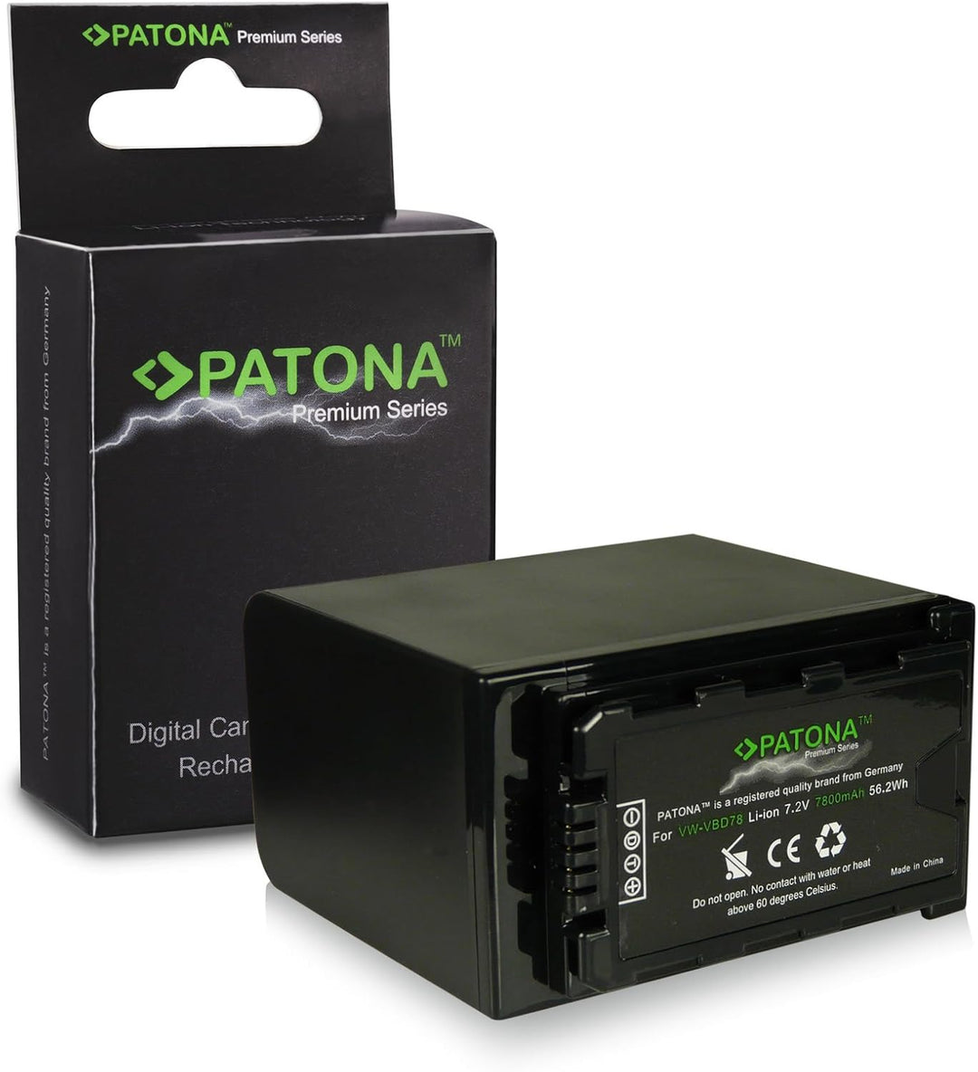 PATONA Premium Akku VW-VBD78 | 7800mAh 7.2V 56.2Wh | Ersatzakku VWVBD78 VBD78 kompatibel mit Panason