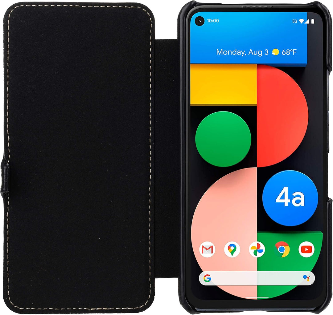 STILGUT Book Case kompatibel mit Google Pixel 4a 5G Hülle aus Leder mit Clip-Verschluss, Lederhülle,