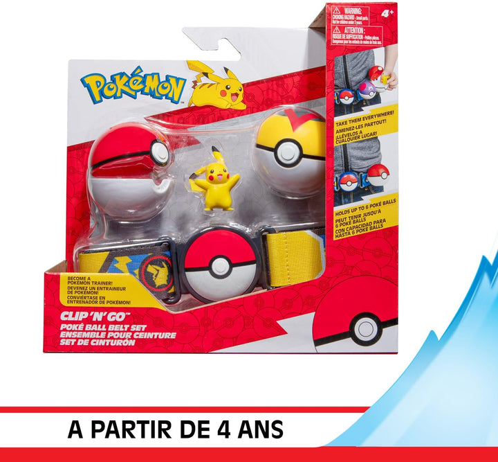 Bandai - Pokémon – Gürtel Clip 'N' Go Pikachu Pokémon Day – 1 Gürtel, 2 Poké-Balls und 1 Pikachu-Fig
