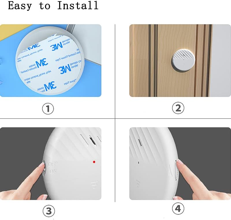 ThreeH Vibrationssensor Alarm 125dB Laut Schlank mit Batterien Einstellbare Empfindlichkeit LED-Anze