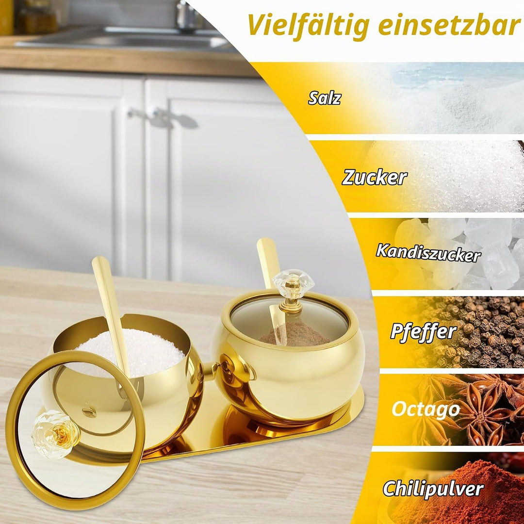 Gewürzgläser 304 Edelstahl,Gewürzdosen mit Löffel,Gewürzstreuer,Gewürzbehälter,Spice Jars für Salz,Z