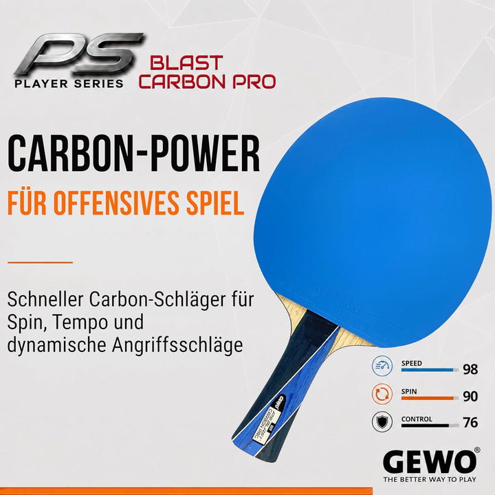 GEWO PS Blast Carbon Pro Tischtennisschläger - ITTF genehmigter Profi-Tischtennisschläger, Carbon-Sc