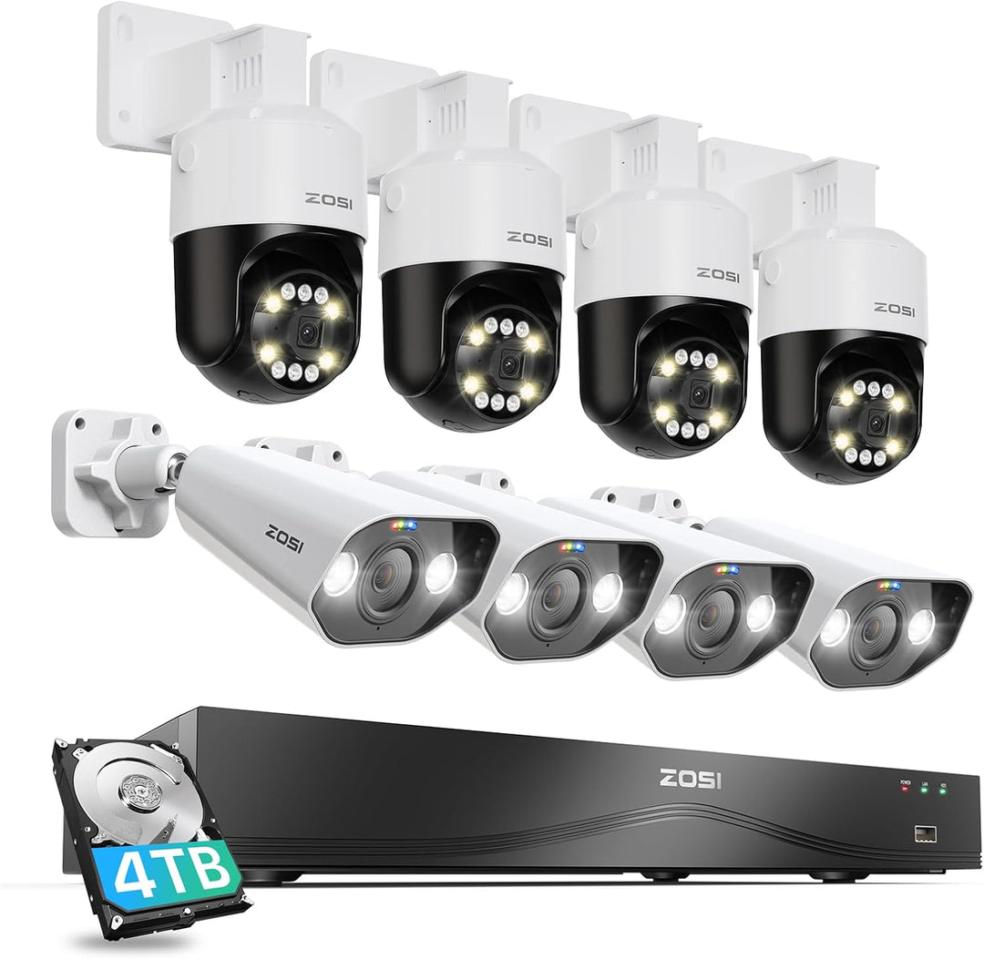 ZOSI 4K 32CH Überwachungskamera Set Aussen, 8MP PoE Kamera Überwachung Outdoor, 4TB HDD Dual-Disk NV