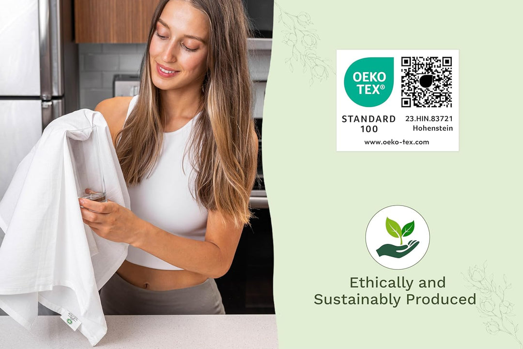 Organic Flour Sack Kitchen Towels - 10 Pack GOTS Certified White Dish Towels - Premium Quality White