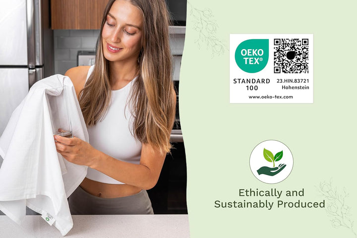 Organic Flour Sack Kitchen Towels - 10 Pack GOTS Certified White Dish Towels - Premium Quality White