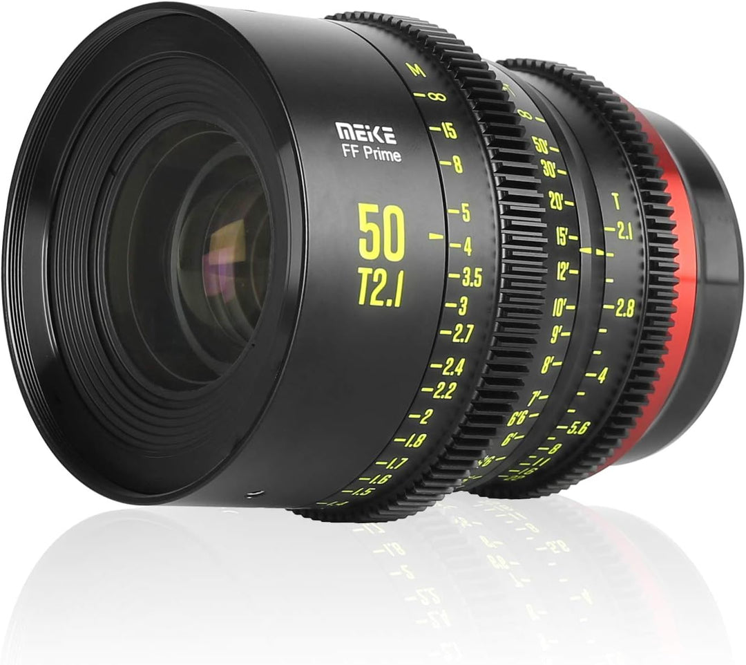 Meike 50 mm T2.1 Vollrahmen manueller Fokus Weitwinkelobjektiv für Canon EF Mount und Cine Camcorder