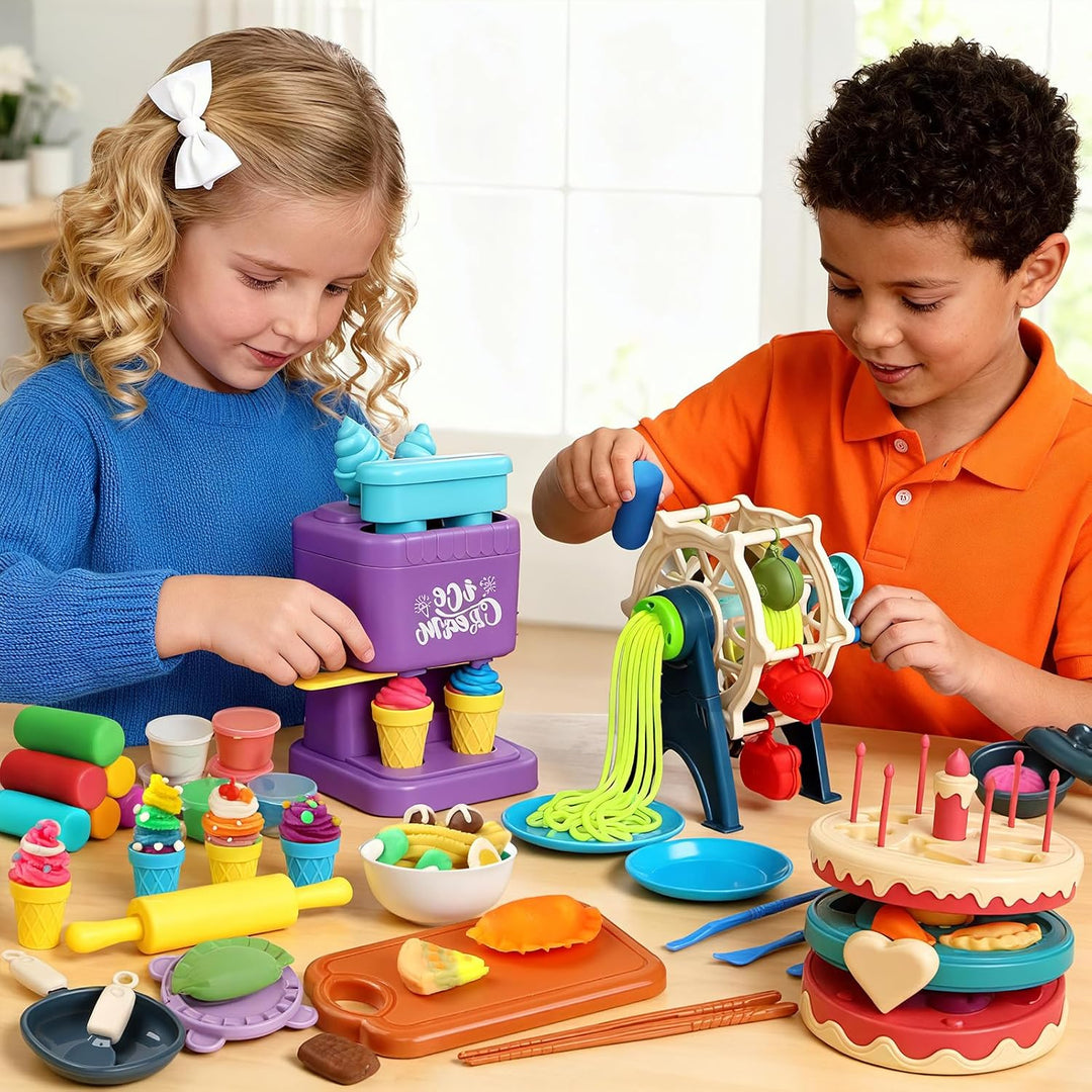 Tacobear Knete Zubehör ab 3 Jahre Knete Set Knetwerkzeug für Kinder, Eismaschine Nudelmaschine Kuche
